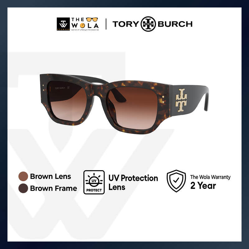 Tory Burch Women's Rectangle Frame Brown Acetate Sunglasses - TY7145U