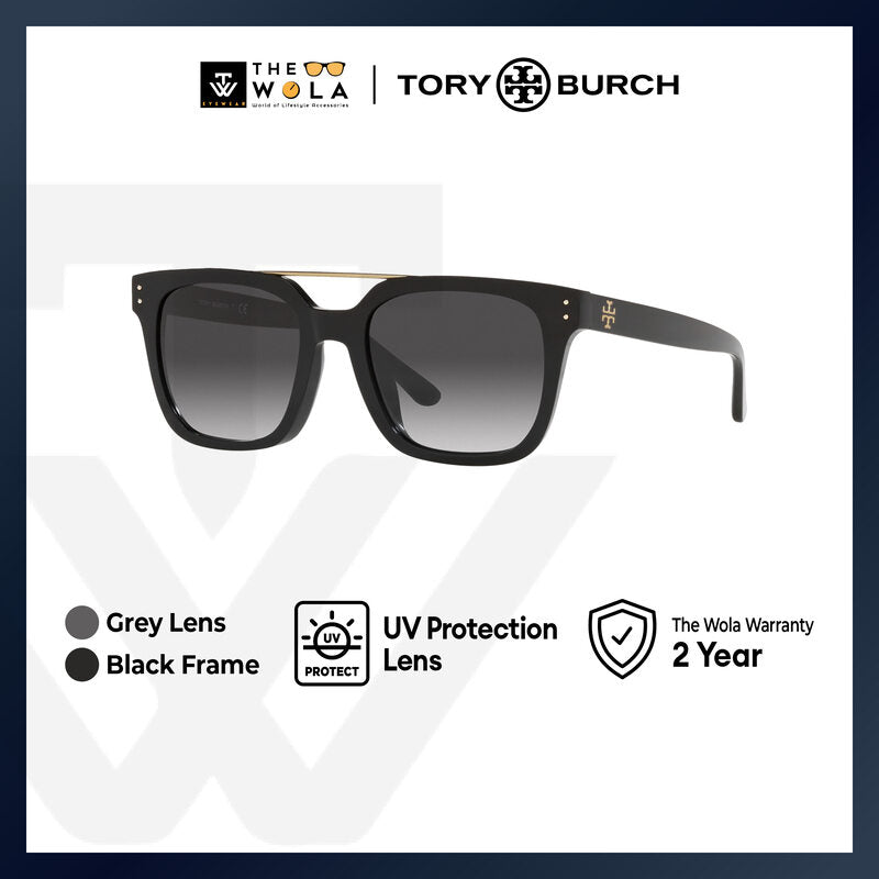 Tory Burch Women's Rectangle Frame Black Acetate Sunglasses - TY7166U