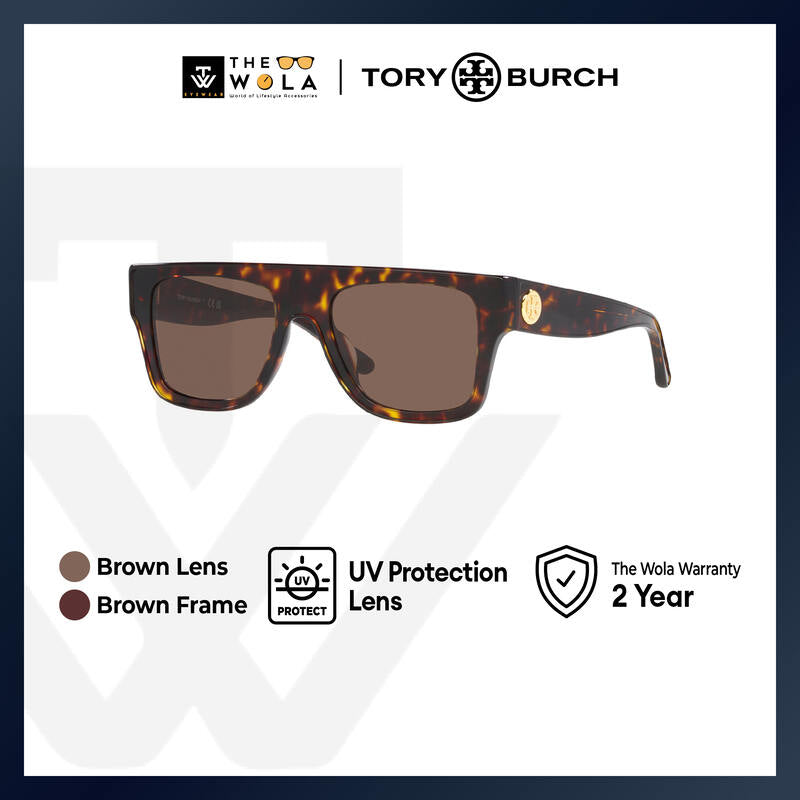 Tory Burch Women's Rectangle Frame Brown Acetate Sunglasses - TY7185U