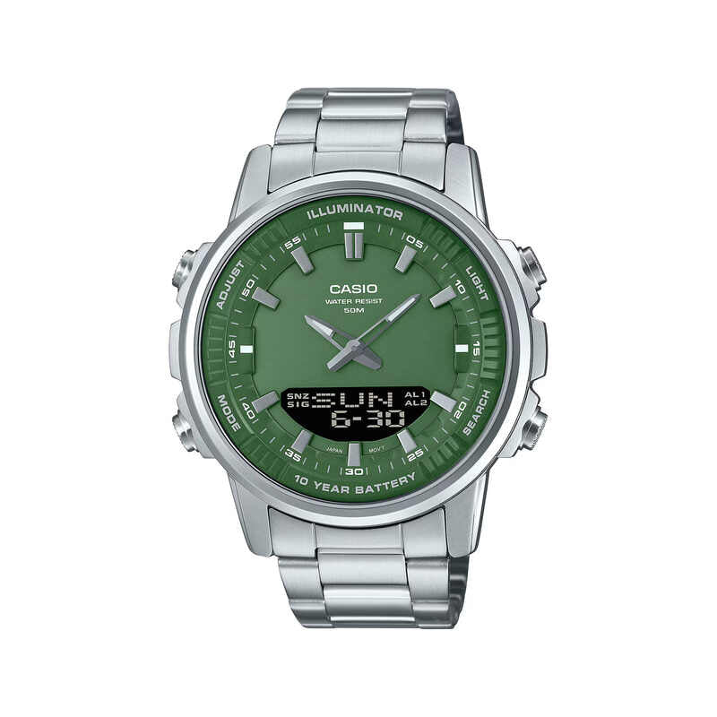 Casio Men Analog-Digital Watch AMW-880D-3AV Silver Stainless Steel Strap