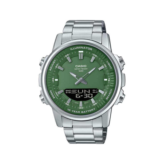 Casio Men Analog-Digital Watch AMW-880D-3AV Silver Stainless Steel Strap