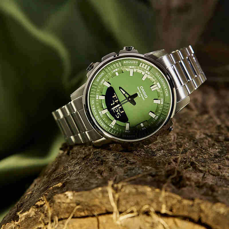 Casio Men Analog-Digital Watch AMW-880D-3AV Silver Stainless Steel Strap