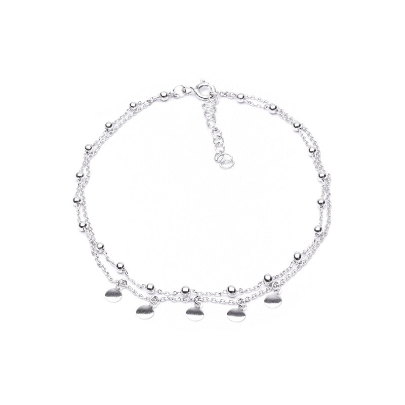 MILLENNE Millennia 2000 Layered Featuring Ball and Circle Dangle Charms Silver Anklet with 925 Sterling Silver