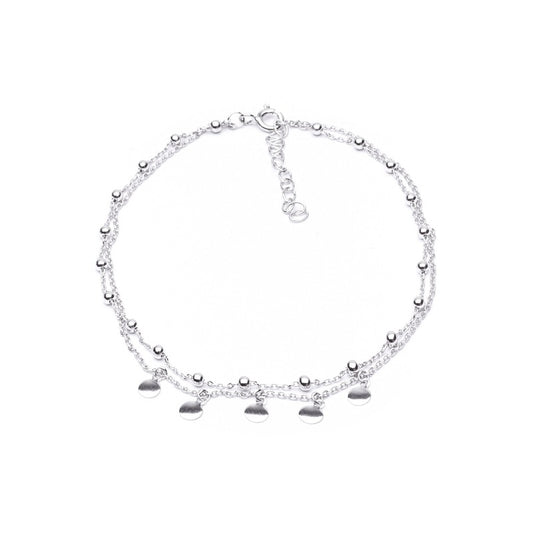 MILLENNE Millennia 2000 Layered Featuring Ball and Circle Dangle Charms Silver Anklet with 925 Sterling Silver