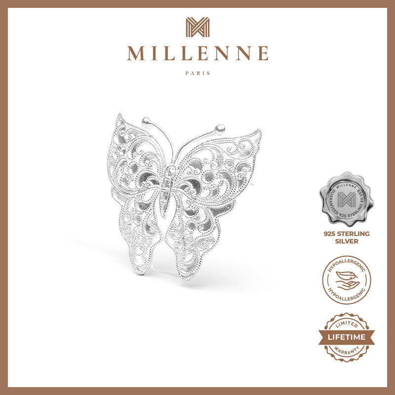 MILLENNE Millennia 2000 Butterfly Silver Brooch with 925 Sterling Silver