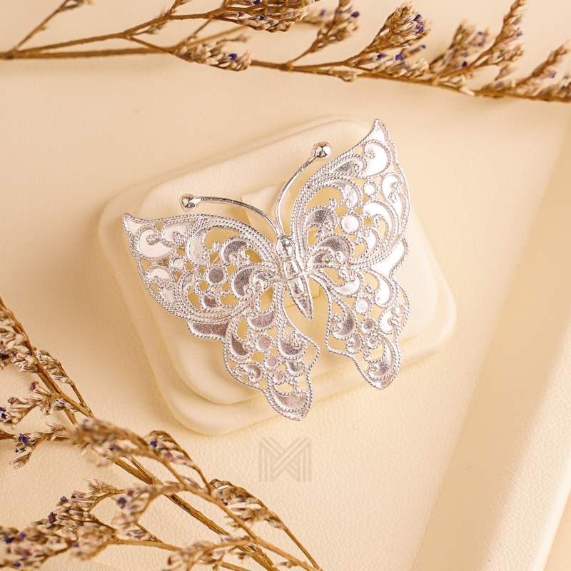 MILLENNE Millennia 2000 Butterfly Silver Brooch with 925 Sterling Silver