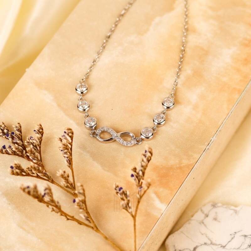MILLENNE Millennia 2000 Infinity Cubic Zirconia Silver Bracelet with 925 Sterling Silver