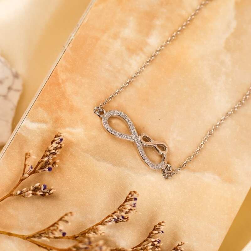 MILLENNE Millennia 2000 Dual Infinity Cubic Zirconia Silver Adjustable Bracelet with 925 Sterling Silver