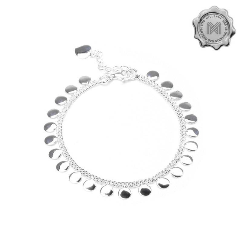 MILLENNE Millennia 2000 Coin Discs Charm Silver Bracelet with 925 Sterling Silver
