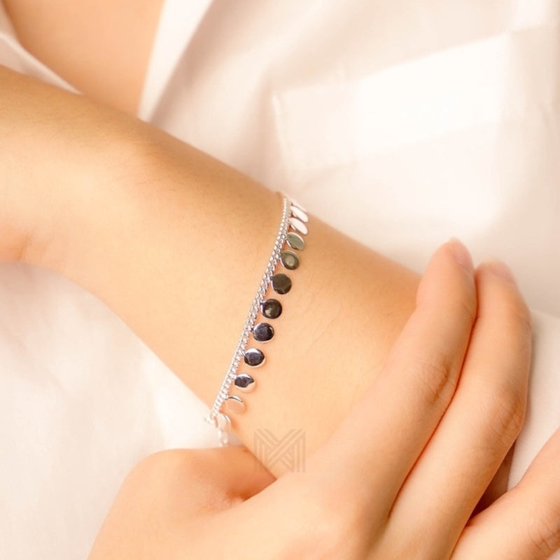 MILLENNE Millennia 2000 Coin Discs Charm Silver Bracelet with 925 Sterling Silver