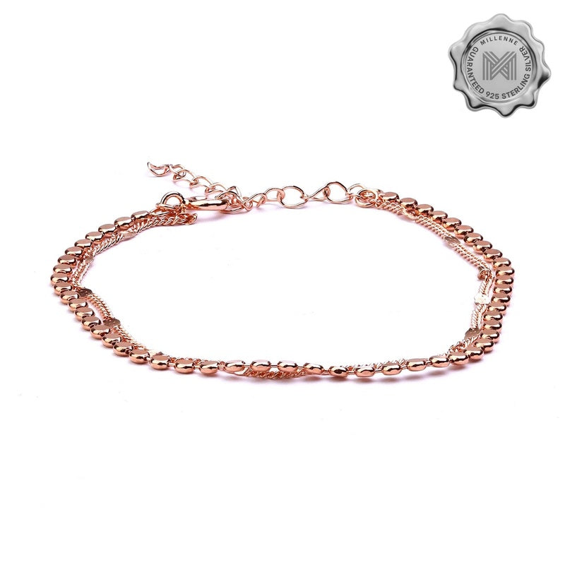 MILLENNE Millennia 2000 Circle Discs Rose Gold Bracelet with 925 Sterling Silver