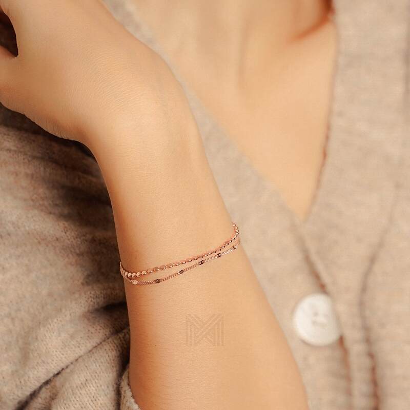 MILLENNE Millennia 2000 Circle Discs Rose Gold Bracelet with 925 Sterling Silver