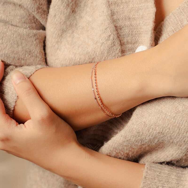 MILLENNE Millennia 2000 Circle Discs Rose Gold Bracelet with 925 Sterling Silver