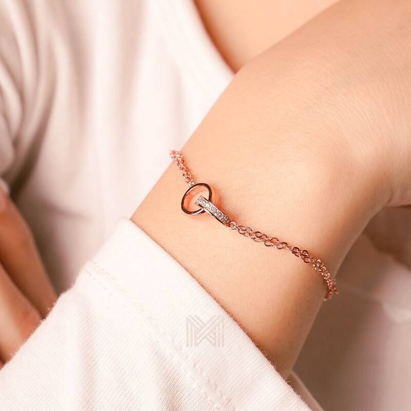 MILLENNE Made For The Night Forever Linked Cubic Zirconia Rose Gold Bracelet with 925 Sterling Silver