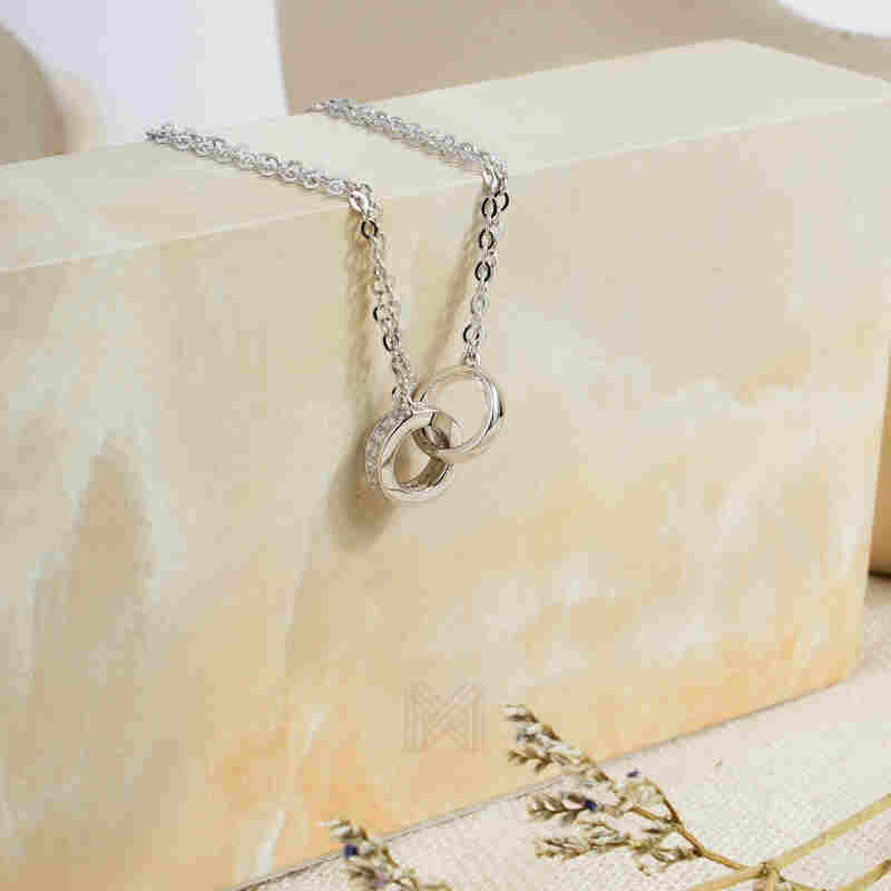 MILLENNE Made For The Night Forever Linked Cubic Zirconia White Gold Bracelet with 925 Sterling Silver