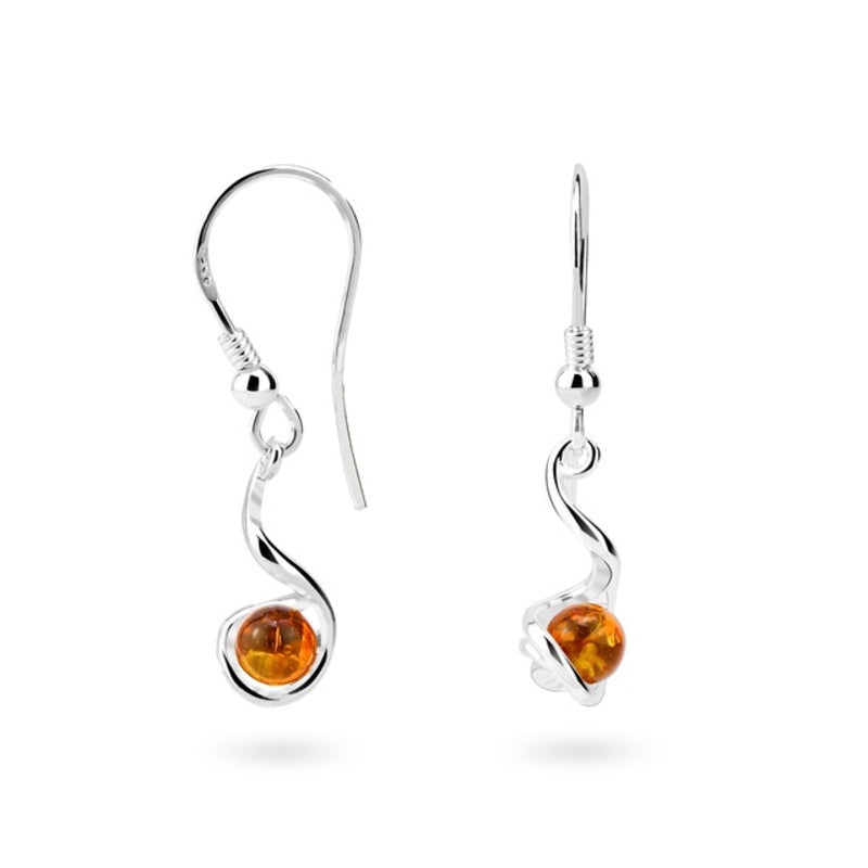 MILLENNE Multifaceted Baltic Amber Encapsuled Silver Earrings with 925 Sterling Silver