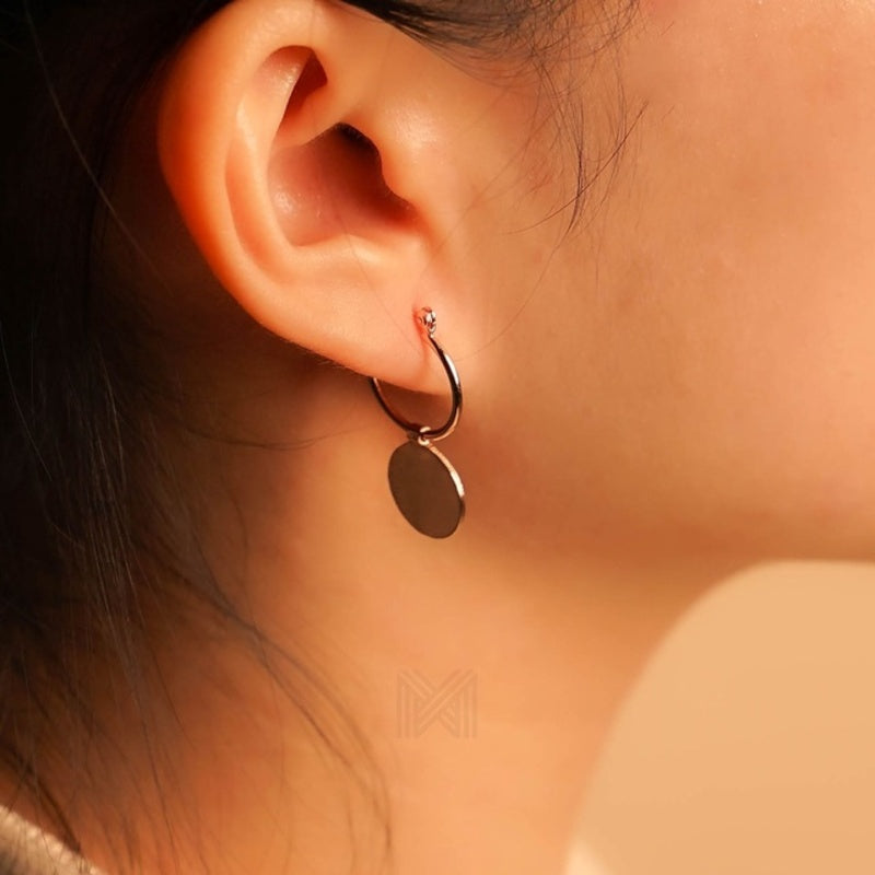 MILLENNE Minimal Flat Circle Disc Rose Gold Hoop Earrings with 925 Sterling Silver