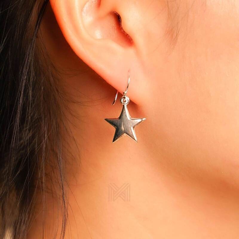 MILLENNE Match The Stars Twinkling Star Dangle Rose Gold Hook Earrings with 925 Sterling Silver