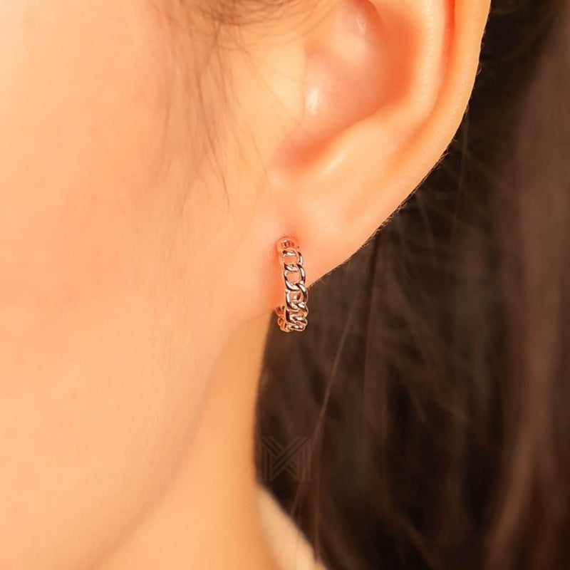 MILLENNE Millennia 2000 Rolo Cord Stud Rose Gold Hoop Earrings with 925 Sterling Silver