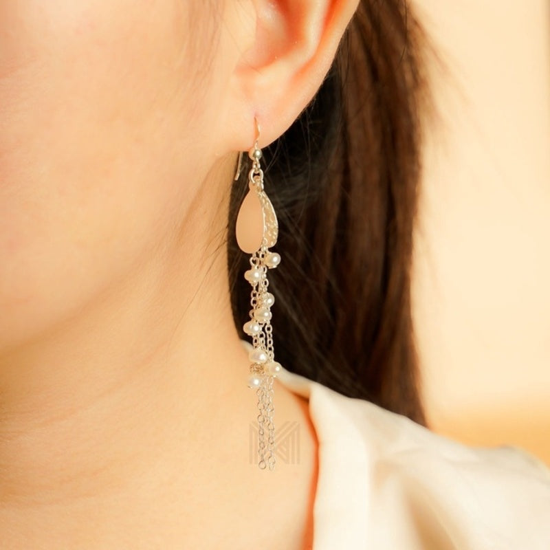 MILLENNE Millennia 2000 Freshwater Pearls Earrings Beaded Silver Dangle Earrings with 925 Sterling Silver