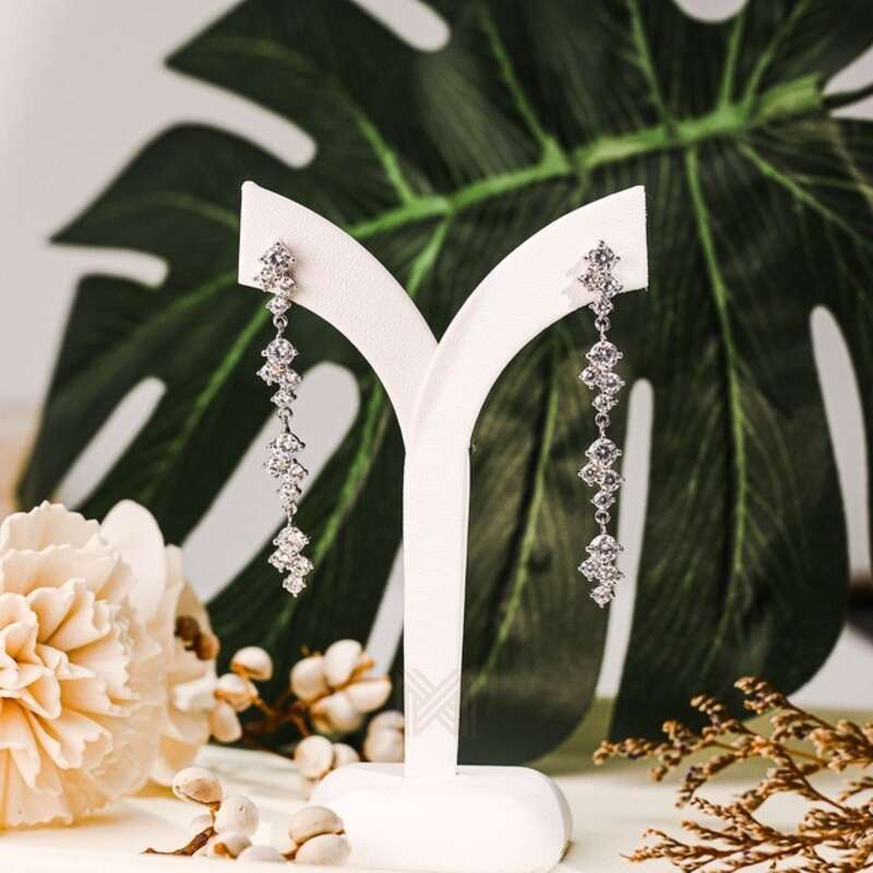 MILLENNE Made For The Night Diamond Triads Cubic Zirconia Rhodium Drop Earrings with 925 Sterling Silver