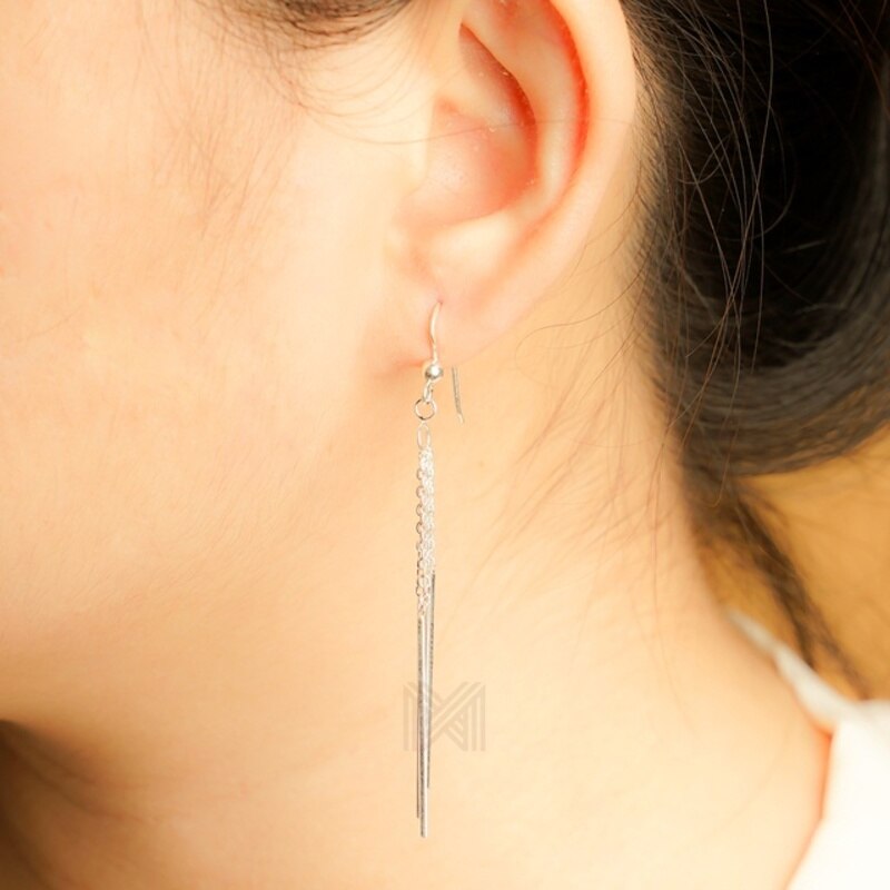 MILLENNE Millennia 2000 Dangle Bar Hook Silver Dangle Earrings with 925 Sterling Silver