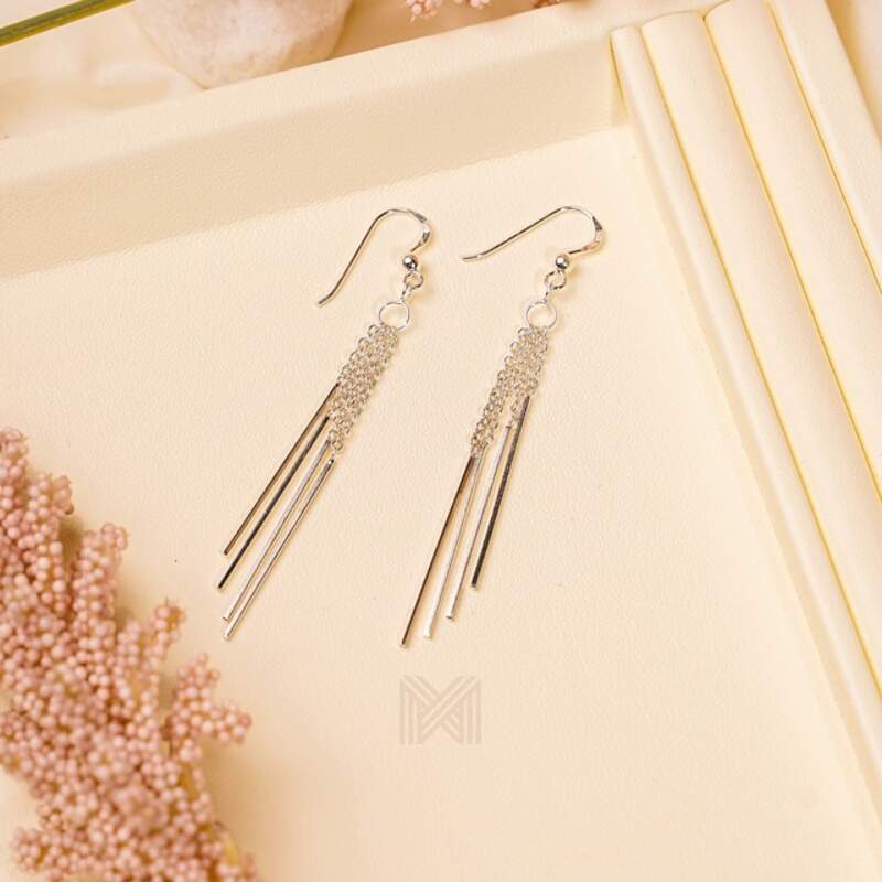 MILLENNE Millennia 2000 Dangle Bar Hook Silver Dangle Earrings with 925 Sterling Silver