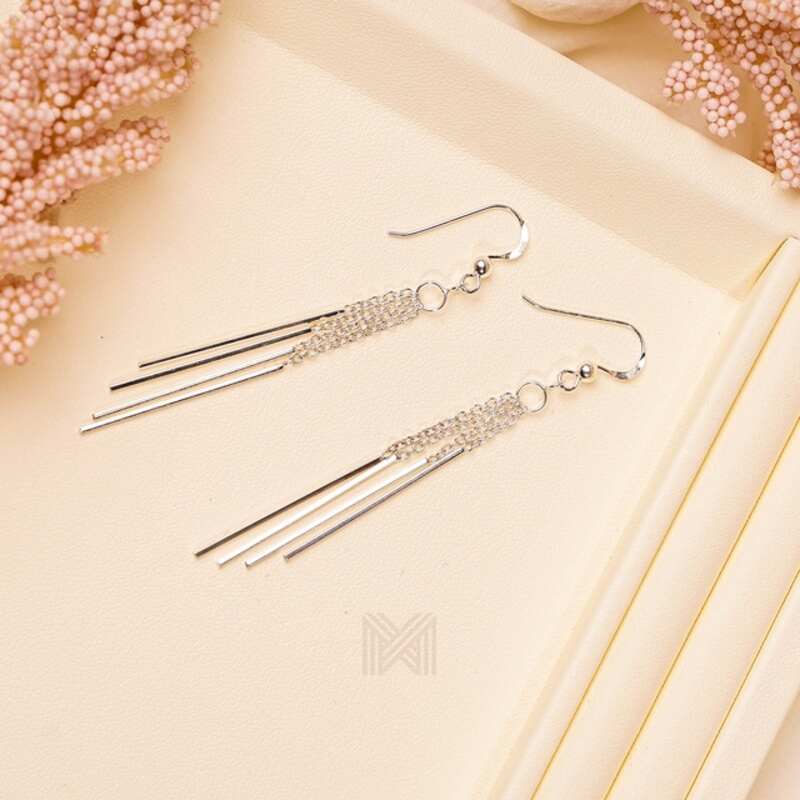 MILLENNE Millennia 2000 Dangle Bar Hook Silver Dangle Earrings with 925 Sterling Silver
