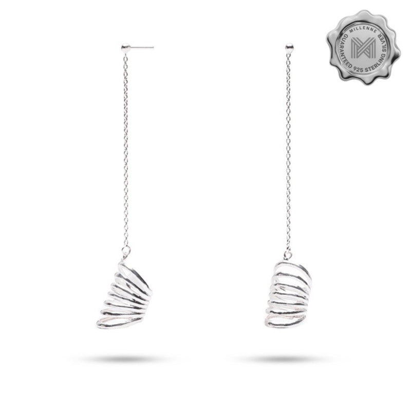MILLENNE Millennia 2000 Half Butterfly Ear Cuffs Silver Chain Earrings with 925 Sterling Silver
