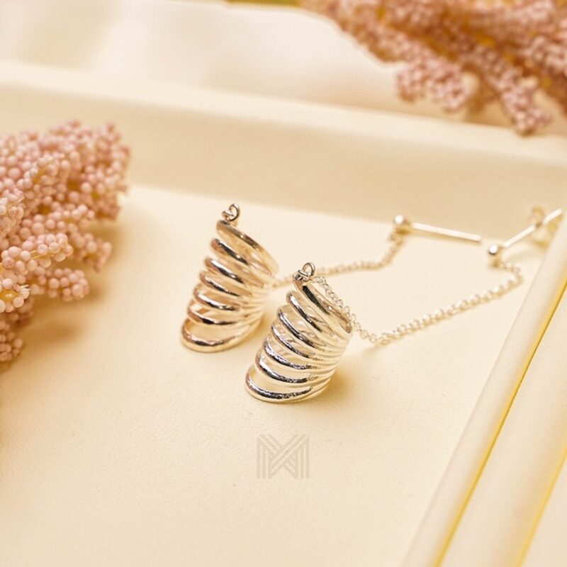 MILLENNE Millennia 2000 Half Butterfly Ear Cuffs Silver Chain Earrings with 925 Sterling Silver