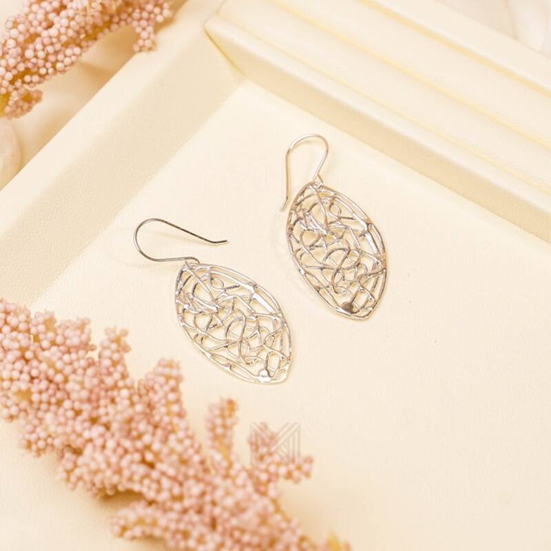 MILLENNE Millennia 2000 Wire Mesh Hook Silver Dangle Earrings with 925 Sterling Silver