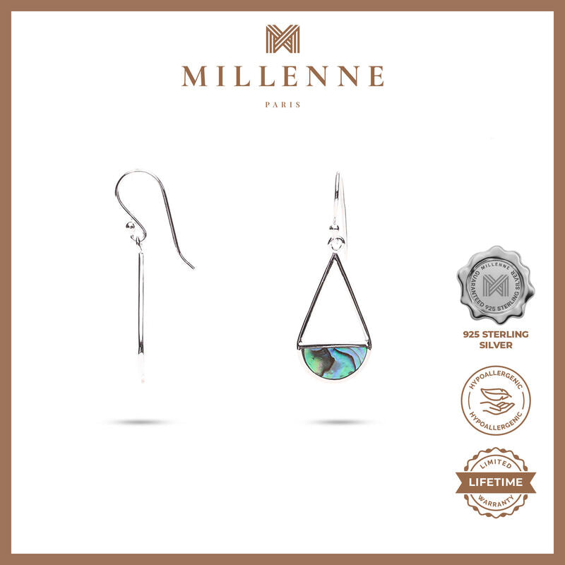 MILLENNE Minimal Abalone Shell Hook, Decorated with Shell  Silver Hook Earrings with 925 Sterling Silver