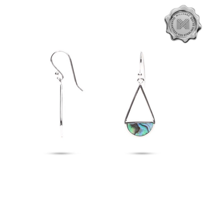 MILLENNE Minimal Abalone Shell Hook, Decorated with Shell  Silver Hook Earrings with 925 Sterling Silver