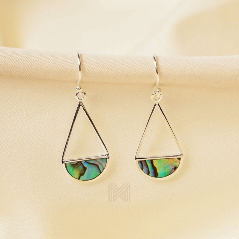 MILLENNE Minimal Abalone Shell Hook, Decorated with Shell  Silver Hook Earrings with 925 Sterling Silver