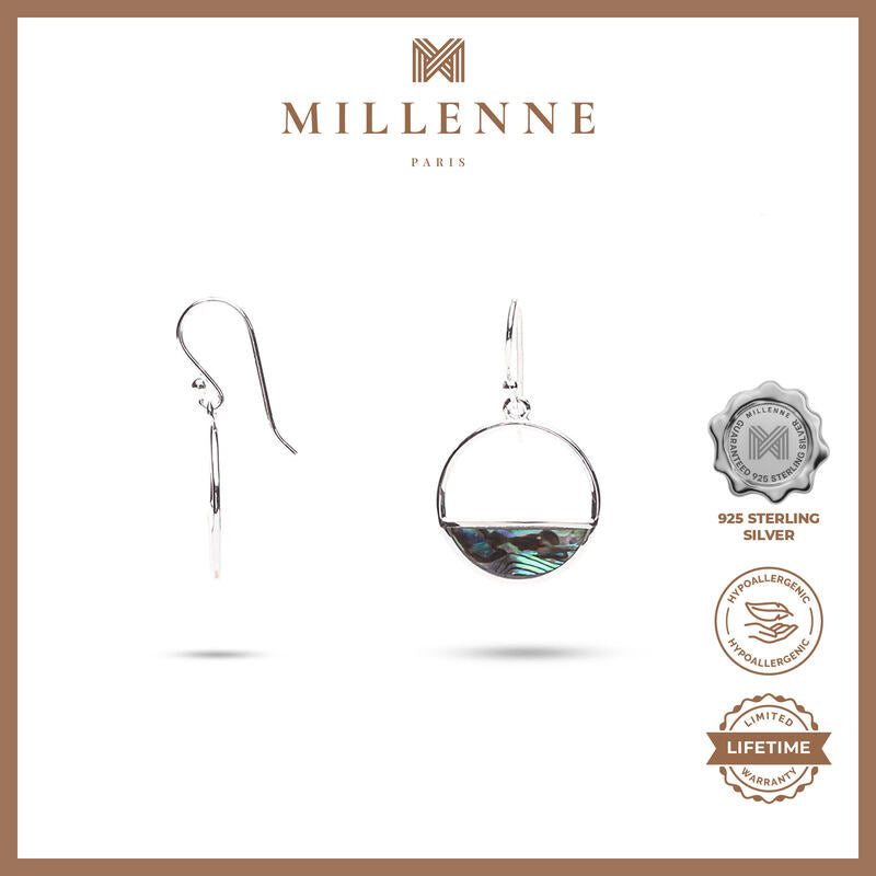 MILLENNE Minimal Abalone Shell Lotus Hook, Decorated with Shell  Silver Hook Earrings with 925 Sterling Silver