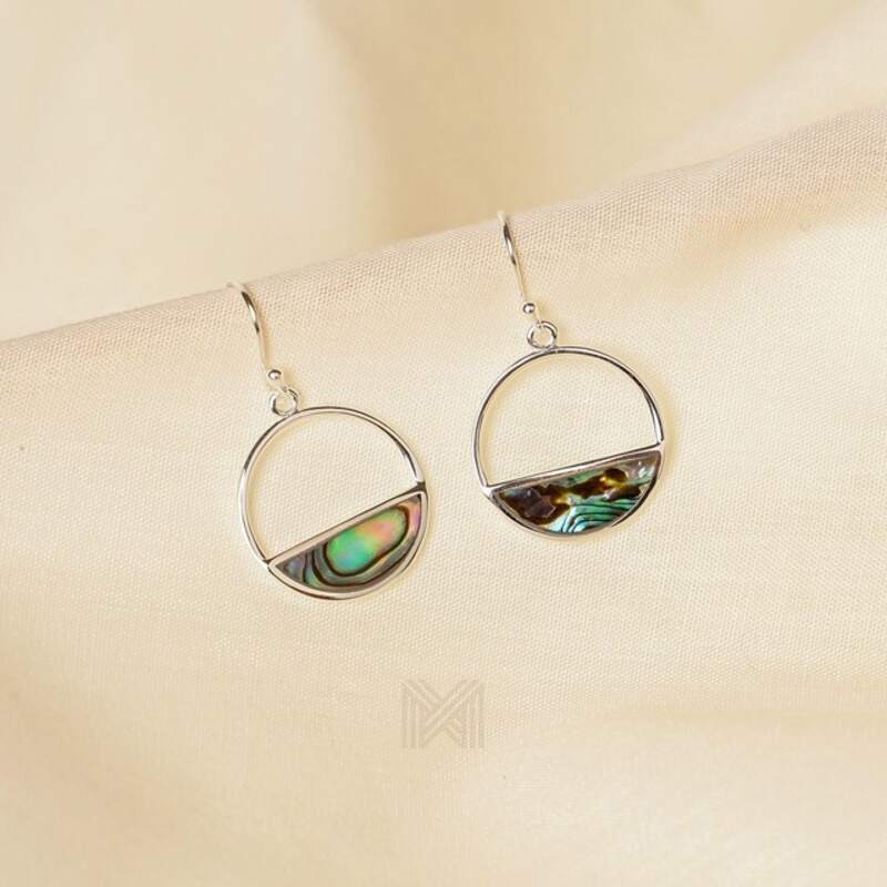 MILLENNE Minimal Abalone Shell Lotus Hook, Decorated with Shell  Silver Hook Earrings with 925 Sterling Silver