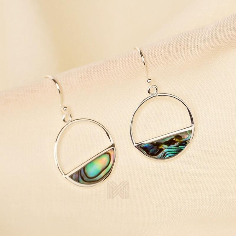 MILLENNE Minimal Abalone Shell Lotus Hook, Decorated with Shell  Silver Hook Earrings with 925 Sterling Silver