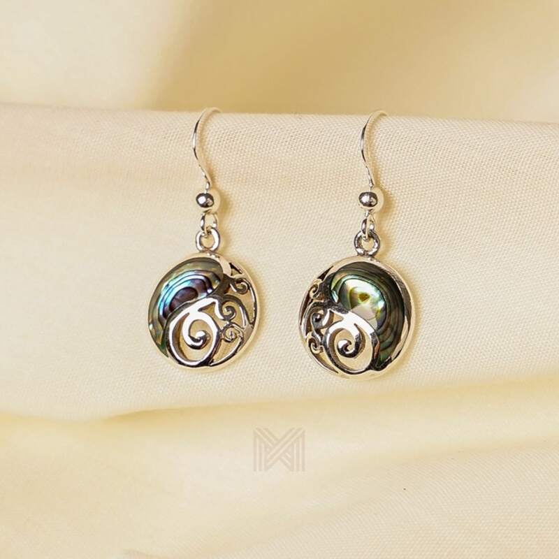 MILLENNE Millennia 2000 Abalone Shell Swirl Silver Hook Earrings with 925 Sterling Silver