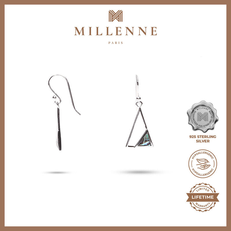 MILLENNE Minimal Abalone Shell Triangle Hook, Decorated with Shell  Silver Hook Earrings with 925 Sterling Silver