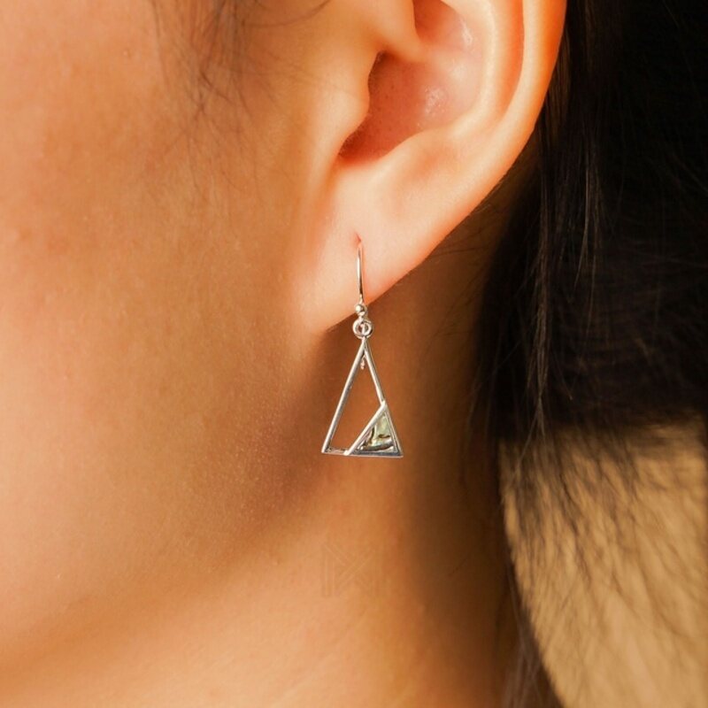 MILLENNE Minimal Abalone Shell Triangle Hook, Decorated with Shell  Silver Hook Earrings with 925 Sterling Silver