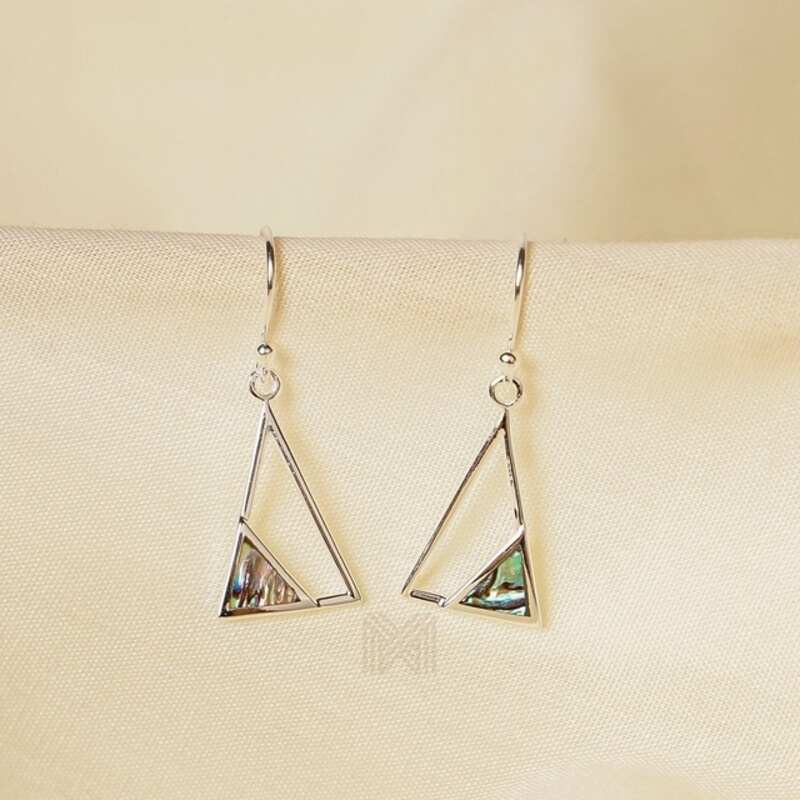 MILLENNE Minimal Abalone Shell Triangle Hook, Decorated with Shell  Silver Hook Earrings with 925 Sterling Silver