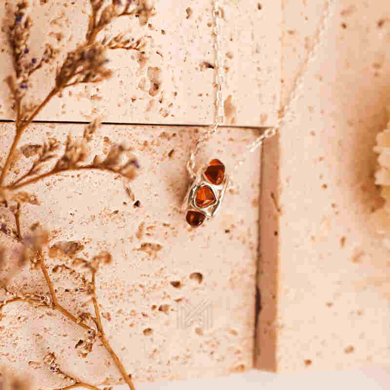 MILLENNE Multifaceted Baltic Amber Monotone Wheel Silver Pendant with 925 Sterling Silver