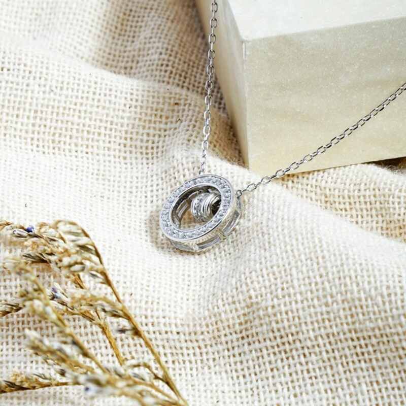 MILLENNE Made For The Night Centre of the Universe Cubic Zirconia Rhodium Necklace with 925 Sterling Silver