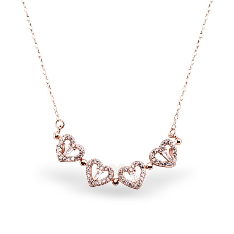 MILLENNE Millennia 2000 Surprise Magnetic Lucky Charm Heart Cubic Zirconia Rose Gold Necklace with 925 Sterling Silver