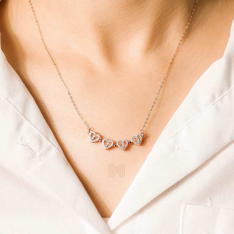 MILLENNE Millennia 2000 Surprise Magnetic Lucky Charm Heart Cubic Zirconia Rose Gold Necklace with 925 Sterling Silver