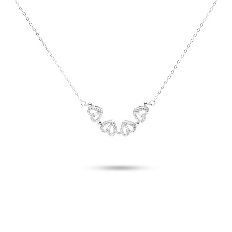 MILLENNE Millennia 2000 Surprise Magnetic Lucky Charm Heart Cubic Zirconia Rhodium Necklace with 925 Sterling Silver