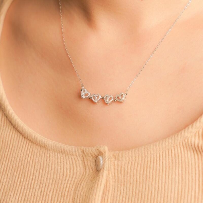 MILLENNE Millennia 2000 Surprise Magnetic Lucky Charm Heart Cubic Zirconia Rhodium Necklace with 925 Sterling Silver