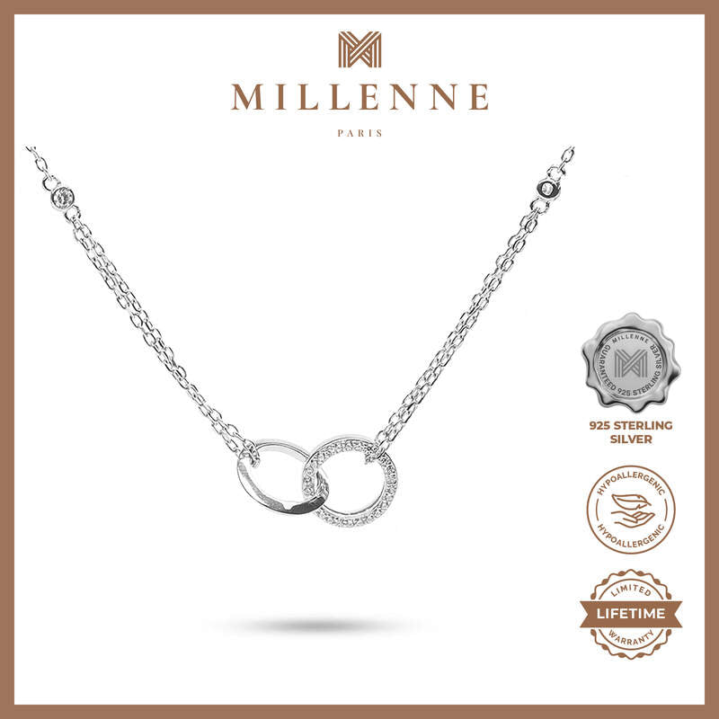 MILLENNE Made For The Night Links Cubic Zirconia Silver Necklace with 925 Sterling Silver