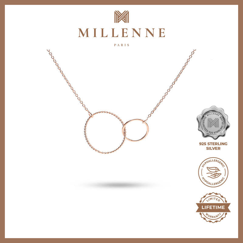 MILLENNE Minimal Double Karma Rose Gold Necklace with 925 Sterling Silver