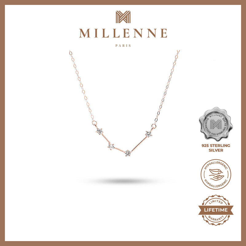 MILLENNE Match The Stars Aquarius Constellation Rose Gold Necklace with 925 Sterling Silver